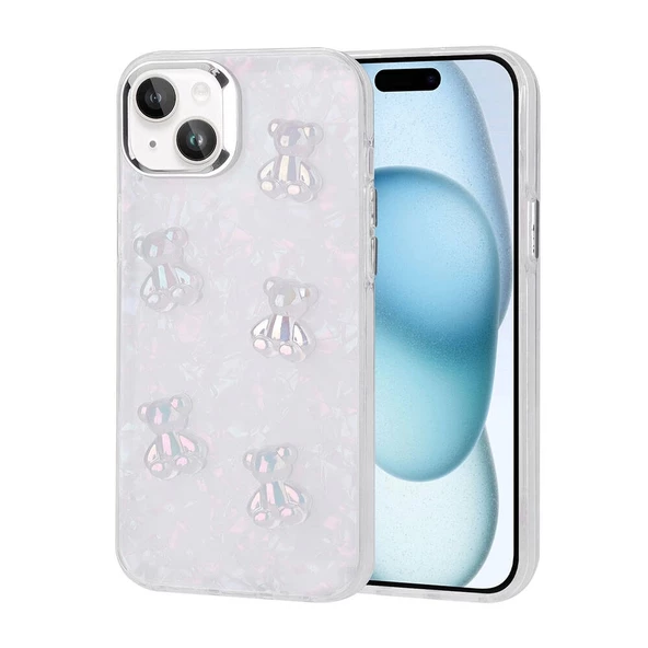 iPhone 15 Plus Uyumlu  Uyumlu KılıfKabartma Figürlü Parlak Eralli Silikon Kapak ürün görseli 1