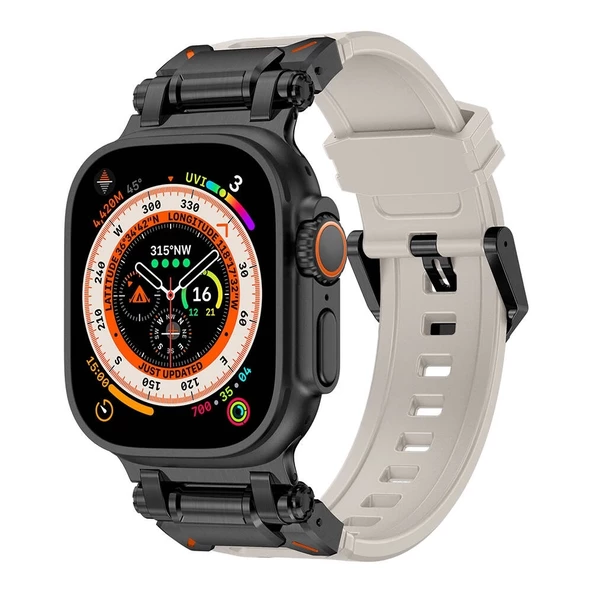 Watch Ultra 49mm KRD-101 Titanyum Metal Başlıklı Silikon Kordon ürün görseli 1