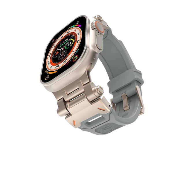 Watch Ultra 49mm KRD-108 Metal Başlıklı Silikon Kordon ürün görseli 1
