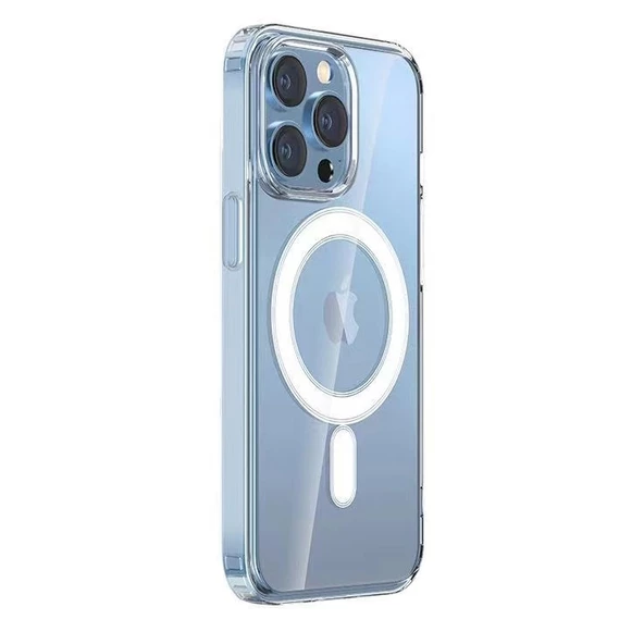 iPhone 14 Pro Max Uyumlu  Uyumlu KılıfMagsafe Şarj Özellikli Şeffaf Sert PC Embos Kapak ürün görseli 1