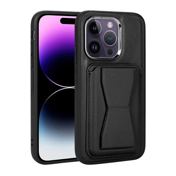 iPhone 14 Pro Max Uyumlu  Uyumlu KılıfKartlıklı Standlı ​Pu Deri Memo Kapak ürün görseli 1