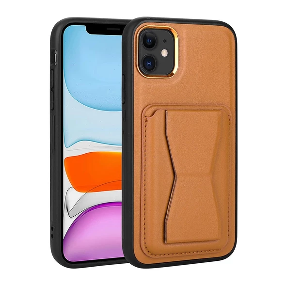 iPhone 12 Uyumlu  Uyumlu KılıfKartlıklı Standlı ​Pu Deri Memo Kapak ürün görseli 1