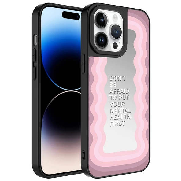 iPhone 14 Pro Uyumlu  Uyumlu KılıfAynalı Desenli Kamera Korumalı Parlak Mirror Kapak ürün görseli 1