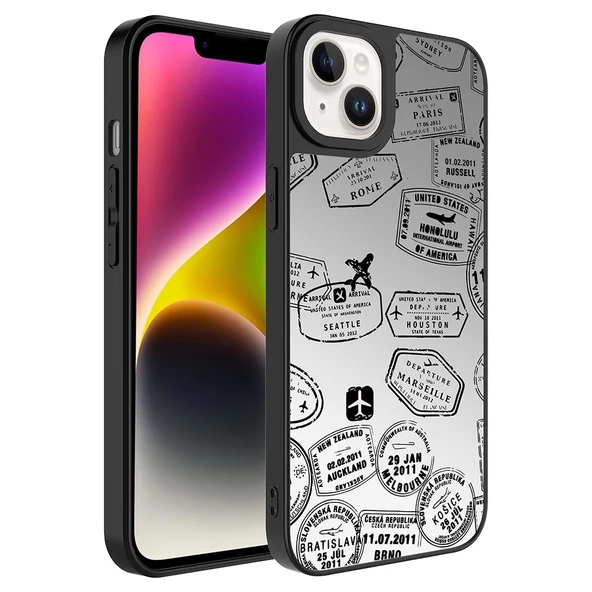 iPhone 14 Uyumlu  Uyumlu KılıfAynalı Desenli Kamera Korumalı Parlak Mirror Kapak ürün görseli 1