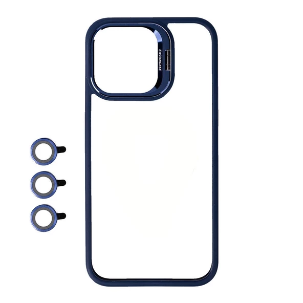 iPhone 15 Pro  Uyumlu KılıfKamera Lens Korumalı Standlı Klon Lensli Kapak ürün görseli 1