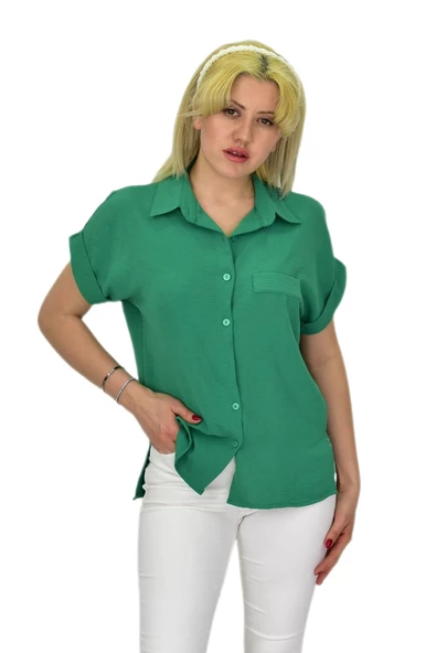Kadın Ayrobin Kısa Kol Gömlek BGL-ST03696 - Resim 6