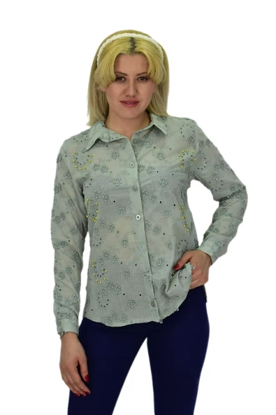 Kadın Brodeli Taşlı Bluz BGL-ST03720 ürün görseli 1
