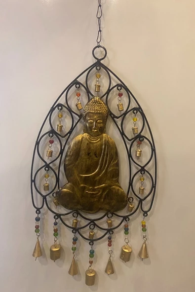 Deprem Zili Çanı Rüzgar Çanı Zili Feng Shui Budha Komple Metal Çanlı Bakır Büyük Boy Buda ürün görseli 1