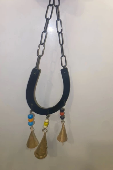 Deprem Zili Çanı Rüzgar Çanı Zili Feng Shui Şans Para Nazar a Karşı Koruma At Nalı Metal Çanlı Bakır Büyük Boy Gold ürün görseli 1