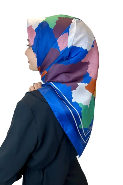 Quare Kristal Eşarp, Desenli Kristal Rayon Eşarp  01065  KOYU İNDİGO ürün görseli 1
