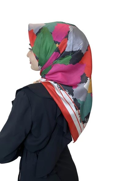 Quare Kristal Eşarp, Desenli Kristal Rayon Eşarp  01065  NAR ÇİÇEĞİ ürün görseli 1