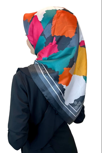 Quare Kristal Eşarp, Desenli Kristal Rayon Eşarp  01065  SİYAH GRİ ürün görseli 1