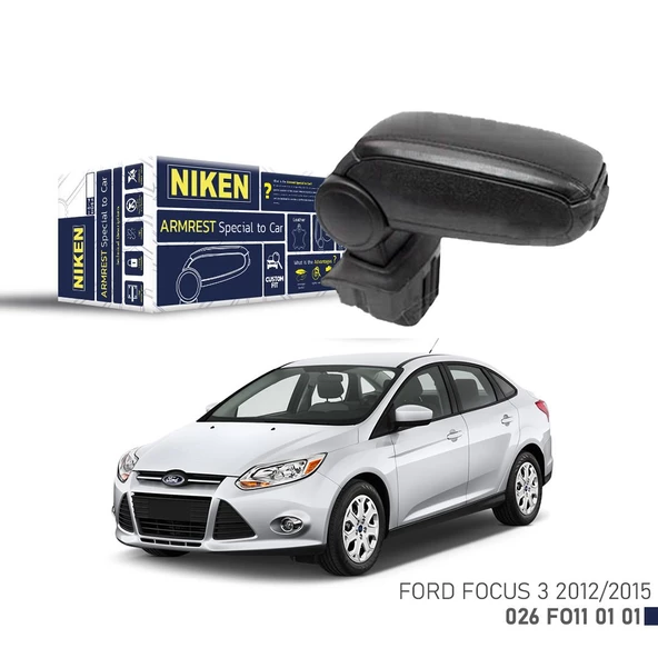 Niken Ford Focus III 2012-2015 Arası Araca Özel Kol Dayama Siyah ürün görseli 1