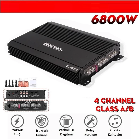 KUERL K-452B 4 Kanal Oto Amfi ürün görseli 1