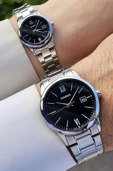 Casio CSISTE57 Kadranı Siyah Kordonu Gümüş Renk Hediye Paketli Sevgili Çift İki Kol Saati ürün görseli 1