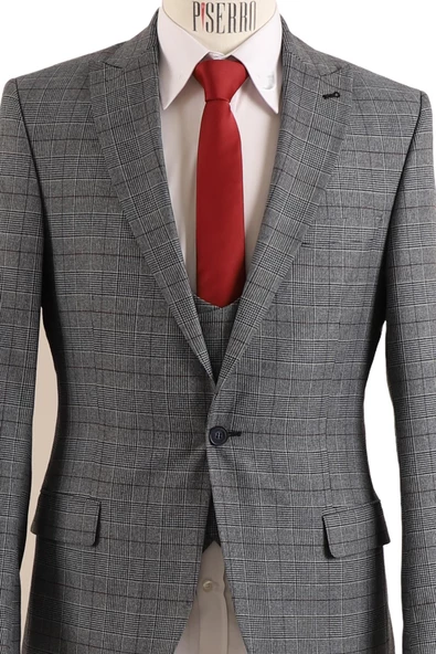 Regular Fit Yelekli Takım - Resim 4