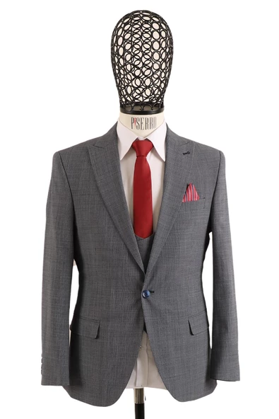 Yelekli Takım Elbise Slim Fit - Resim 3