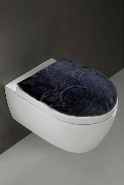 Klozet Kapak Örtüsü Peluş Siyah Düz ürün görseli 1