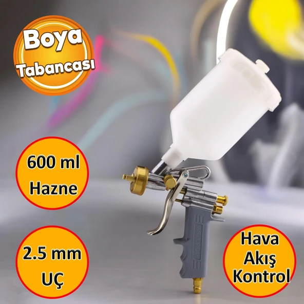 Metal Ahşap Plastik Yüzey Boyama Tabancası Üstten Depolu Havalı Boya Tabanca 600 ml 2.5 mm Uç ürün görseli 1