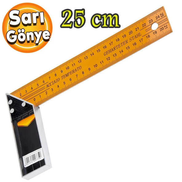 Alüminyum L Gönye Sarı Gönye Cetvel Kaynak Kaynakçı Marangoz Gönyesi 250 mm ürün görseli 1