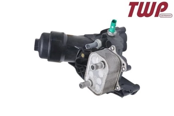 03N115389N Yağ Filtre Kütüğü & Yağ Soğutucu Çift Çıkış Müşürlü Yeşil-Gri - Audi A4-A5-Q5-2.0-Tdı-Deta-Desa-Deua-Dfva-Ddd ürün görseli 1