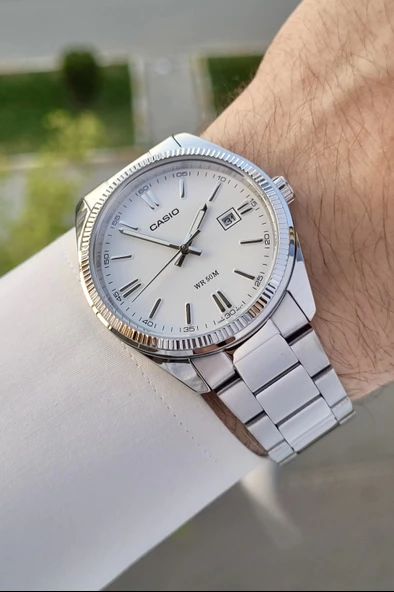 Casio CSISTE48 Kadranı Beyaz Kordonu Gümüş Renk Hediye Paketli Erkek Kol Saati ürün görseli 1