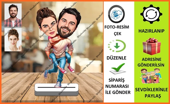 Arkadaş Eş Karikatür Biblo,Sevgiliye Hediye,Doğum Günü Hediyesi ürün görseli 1