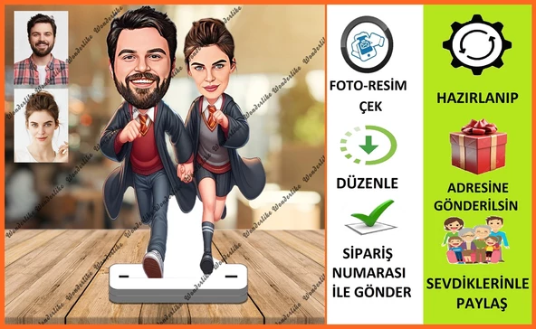 Arkadaş Karikatür Biblo,Sevgiliye Hediye,Doğum Günü Hediyesi ürün görseli 1