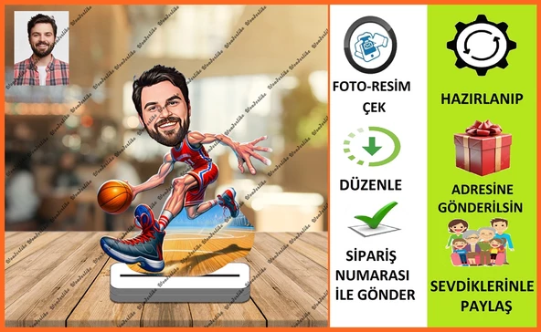 Basketbolcu Karikatür Biblo,Sevgiliye Hediye,Doğum Günü Hediyesi ürün görseli 1