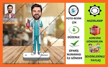 Kardiyolog Karikatür Biblo,Sevgiliye Hediye,Doğum Günü Hediyesi ürün görseli 1