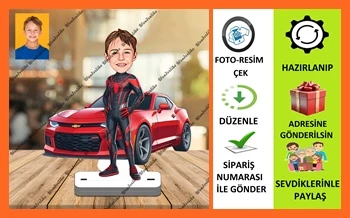 Örümcek Adam Kostümlü Karikatür Biblo,Sevgiliye Hediye,Doğum Gün ürün görseli 1