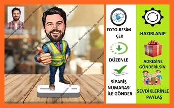 Teknik Personel Karikatür Biblo,Sevgiliye Hediye,Doğum Günü Hedi ürün görseli 1