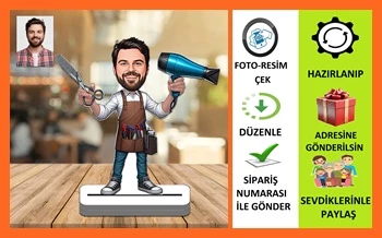 Kuaför Karikatür Biblo,Sevgiliye Hediye,Doğum Günü Hediyesi ürün görseli 1