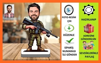 Asker Karikatür Biblo,Sevgiliye Hediye,Doğum Günü Hediyesi ürün görseli 1