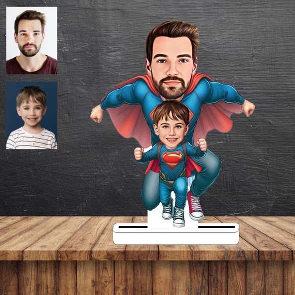 Babam ve Oğlu Karikatür Figürü,Sevgiliye Hediye,Doğum Günü Hediyesi ürün görseli 1