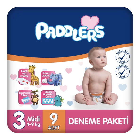 Paddlers Bebek Bezi 3 Numara Midi 9 Adet (4-9 Kg) Deneme Paketi ürün görseli 1