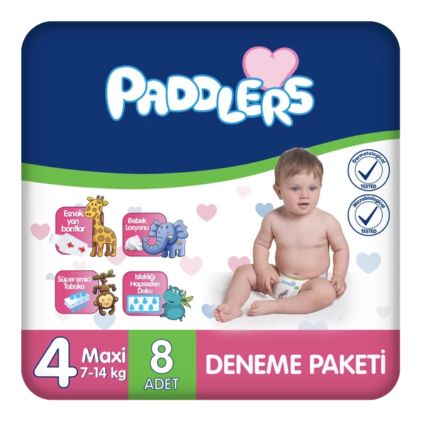 Paddlers Bebek Bezi 4 Numara Maxi 8 Adet (8-19 Kg) Deneme Paketi ürün görseli 1
