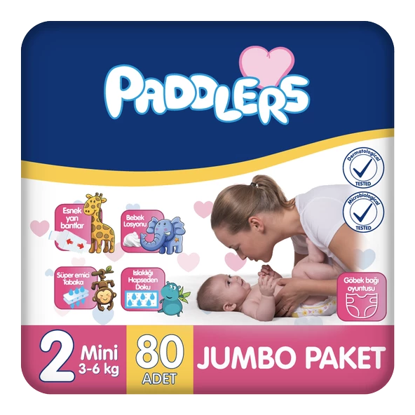 Paddlers Bebek Bezi 2 Numara Mini 80 Adet (3-6 Kg) Jumbo Paket ürün görseli 1