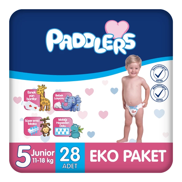 Paddlers Bebek Bezi 5 Numara Junior 28 Adet (11-18 Kg) Eko Paket ürün görseli 1