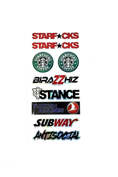 Starf CKS - StarFucks Coffee - Stance - Subway -Turkısh Hepsi bi Arada Hologramlı Çoklu Sticker ürün görseli 1