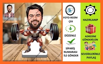 Halterci Karikatür Biblo,Sevgiliye Hediye,Doğum Günü Hediyesi ürün görseli 1