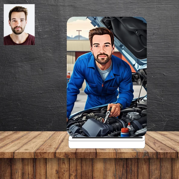 Motor Tamircisi Karikatür Figürü,Sevgiliye Hediye,Doğum Günü Hediyesi ürün görseli 1