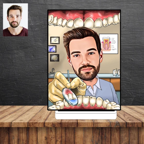 Diş Doktoru Dentist Karikatür Figürü,Sevgiliye Hediye,Doğum Günü Hediyesi ürün görseli 1