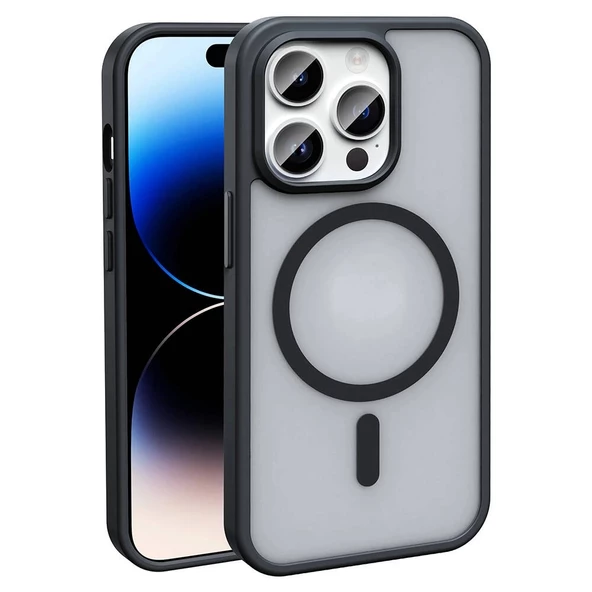 iPhone 14 Pro Max Uyumlu Kılıf Magsafe Şarj Özellikli Mat Arka Yüzey Sio Kapak ürün görseli 1
