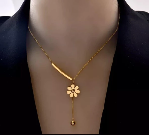 Papatya Gold Çelik Kolye Sns202875 - Resim 3