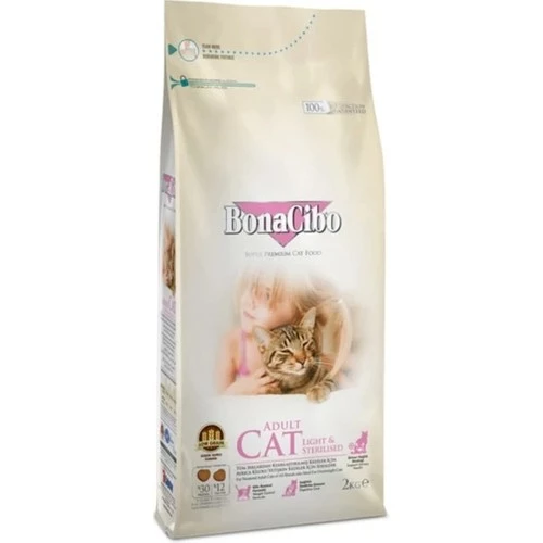 BonaCibo Kısırlaşlaştırılmış Kedi Maması Light - Steril Kısır Kedi Maması 2 Kg. x 2 Paket Toplam 4 Kg. ürün görseli 1