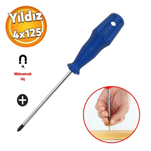 Tekli Tornavida Vida Civata Sökme Sıkma Manuel El Klasik Yıldız Uç Uçlu 4x125 ürün görseli 1
