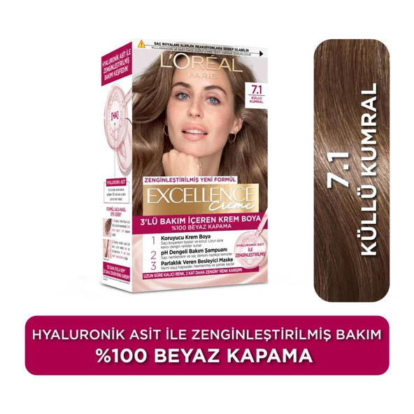 L’oréal Paris Excellence Creme 7.1 Küllü Kumral Saç Boyası ürün görseli 1
