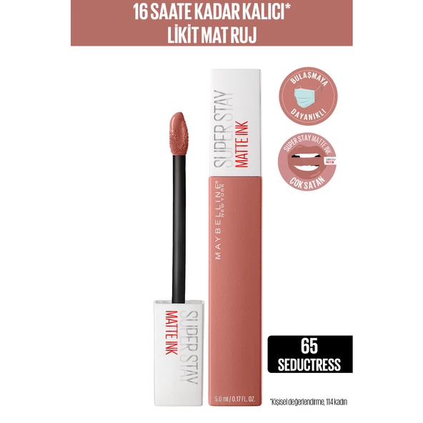 Maybelline New York Super Stay Matte Ink Unnude Likit Mat Ruj - 65 Seductress - Nude ürün görseli 1