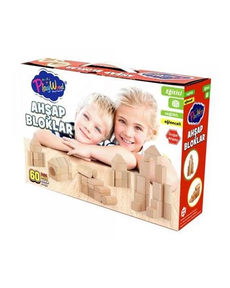 Playwood Doğal Ahşap Eğitici Bloklar 60 Parça Ony-404 ürün görseli 1